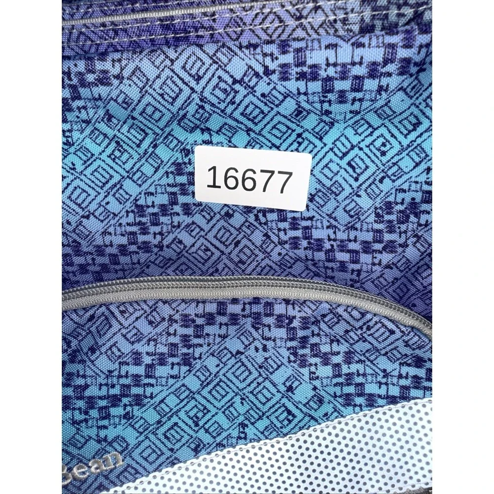 LL Bean Deluxe Book Bag Backpack Laptop Sleeve Padded Straps Purple Teal 290729